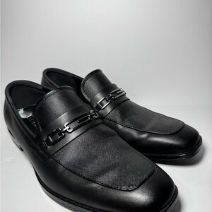 Guess Black Leather Slip-On Loafers